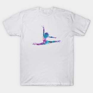 Girl Gymnastics Twine Watercolor Silhouette T-Shirt